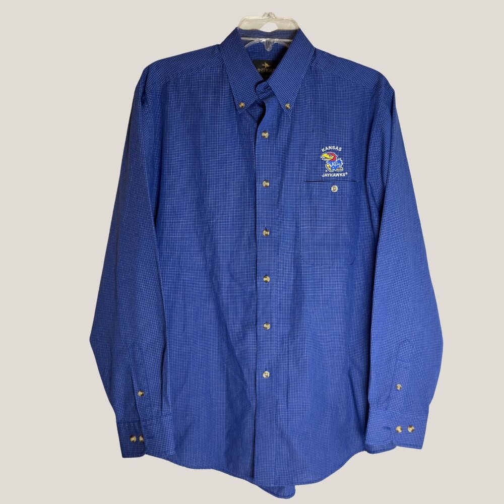 Antigua Kansas Jayhawks Men’s Blue Button-Down Shirt Size L